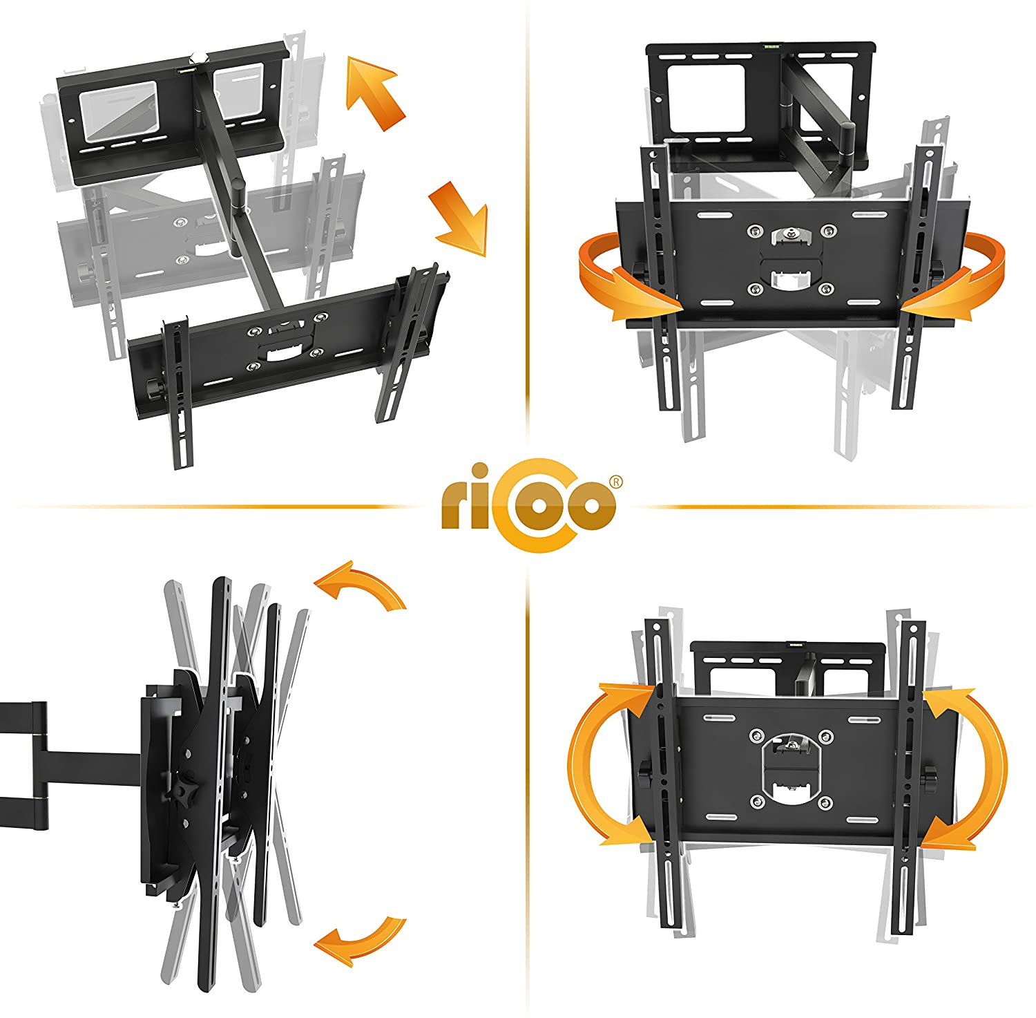 RICOO TV Wall Mount Tilt Swivel approx 40-75 Inch Bracket for LED LCD OLED Curved and Flatscreens R23-S Universal for VESA 200x200-400x400 - Image 3