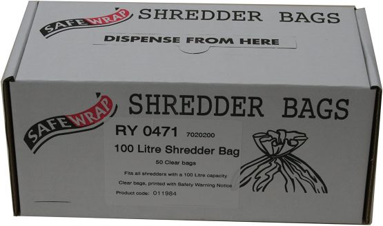 Safewrap Shredder Bags, 100L Capacity | Pack of 50 | Durable, High-Density Polythene | Handy Dispenser Box