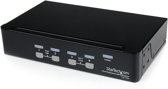 StarTech 4 Port Professional VGA USB KVM Switch with Hub - 1U Rack-mountable KVM Switch (SV431USB)