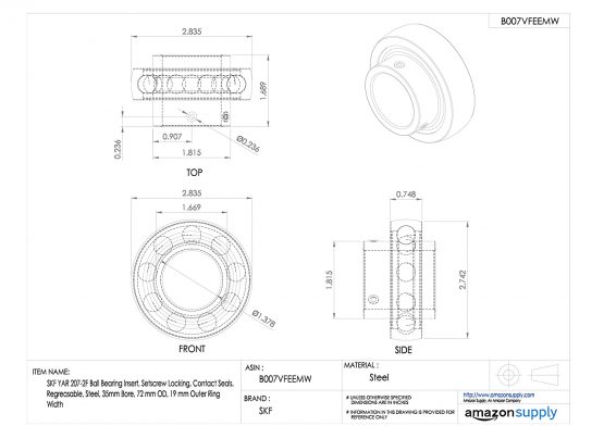 SKF YAR 207-2F Bearing Only Insert Bearing, steel - Image 2