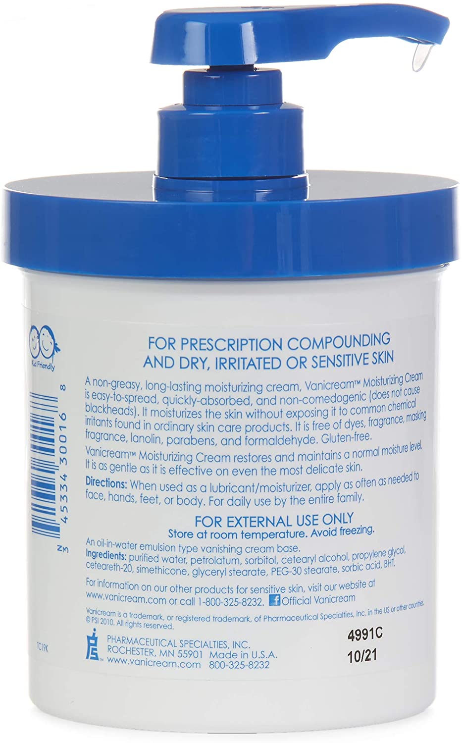 Vanicream Moisturizing Skin Cream with Pump Dispenser, 16 fl oz (1 lb) - Image 2
