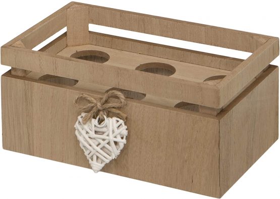 Maturi H315 Woven Heart Wooden Crate for Half A Dozen Eggs, Wood