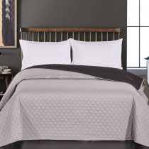 DecoKing Single 170 x 210 cm Reversible Bedspread Silver Steel Black Grey Quilted Ultrasonic Lightweight Microfibre Axel