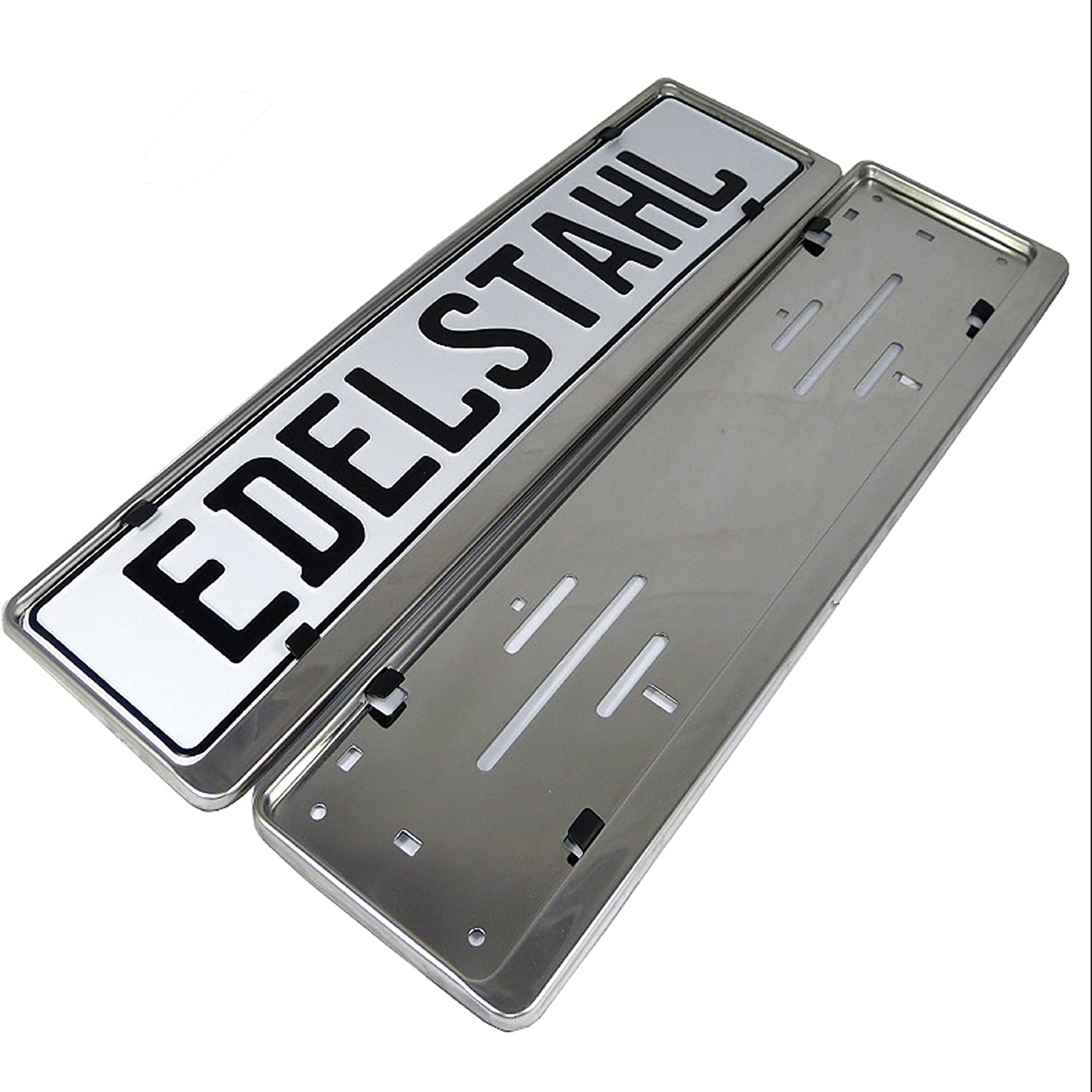 2x Number Plate Holder for Car, License Plate Holder, stainless steel, for UK Registration Plates, 520 x 110 mm, 8 Screws - Image 2