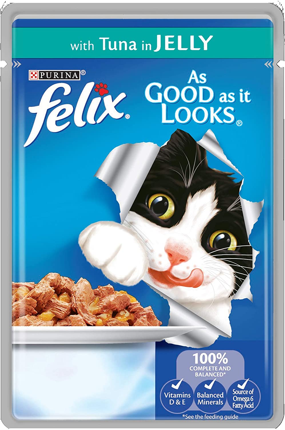 Felix As Good As It Looks Cat Pouches Tuna In Jelly 100g (20 Pouches), 100 g (Pack of 20)