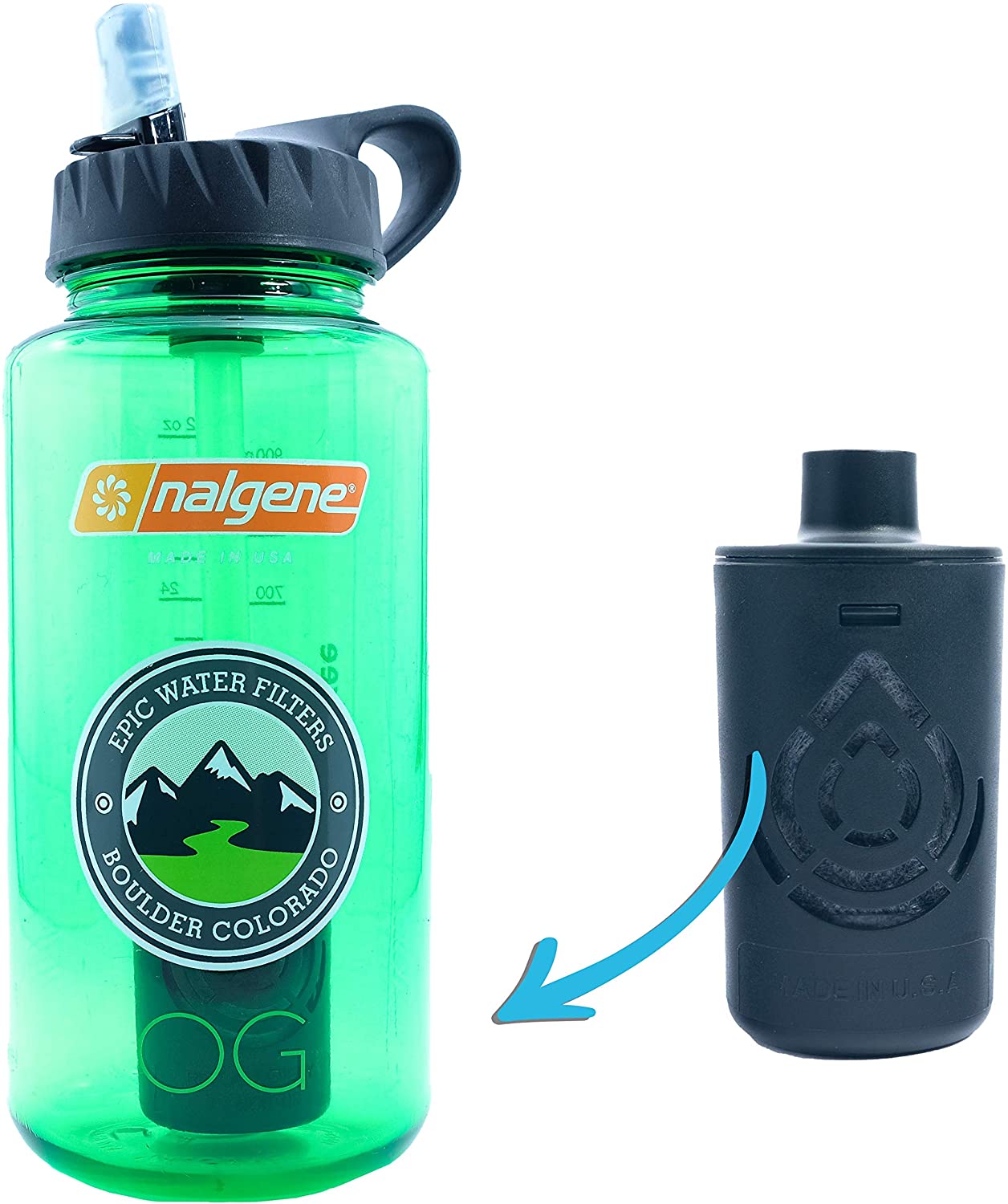 Epic Nalgene OG Water Bottle with Filter USA Made Bottle and Filter