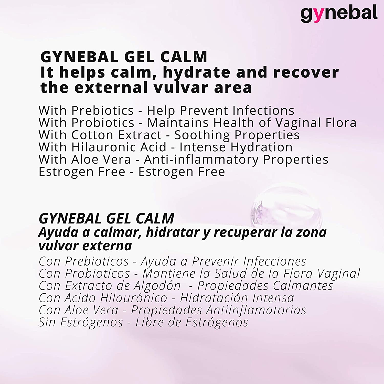 GYNEBAL Calm PREBIOTICS Gel for External use, 50 ml, Vulvar moisturiser Gel that Relief Womens Intimate uncomfortableness - Image 4