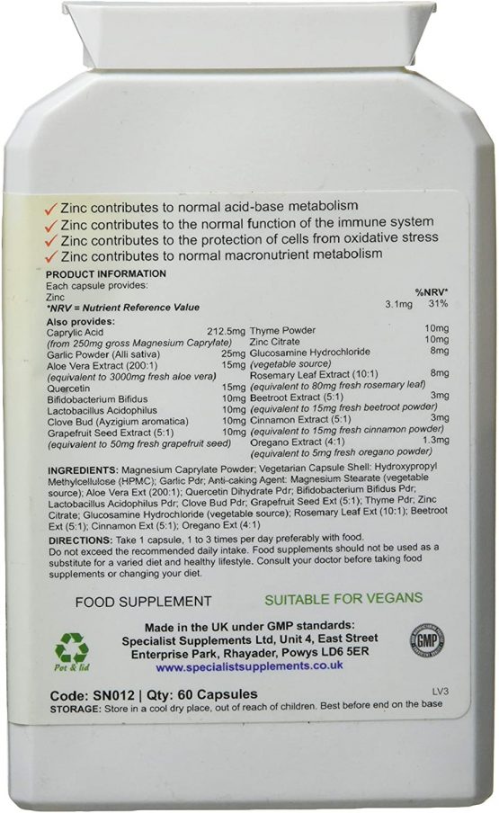 Specialist Supplements SPOREgone Gastrointestinal Complex 60 Capsules - Image 4
