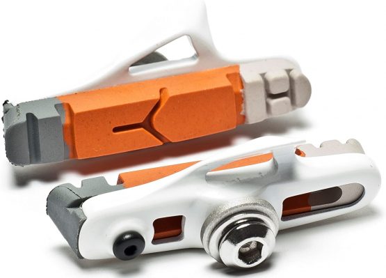 AWE® White Cassette Road Brake Blocks Grey/Orange/White 55mm - Image 3