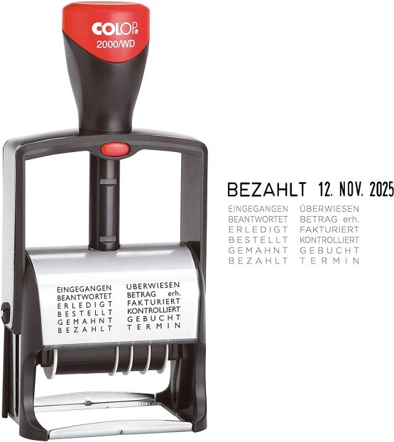 Colop 2355102000 Word Strip-Date Stamp 2000/WD 43 x 10 mm Black Ink Pad
