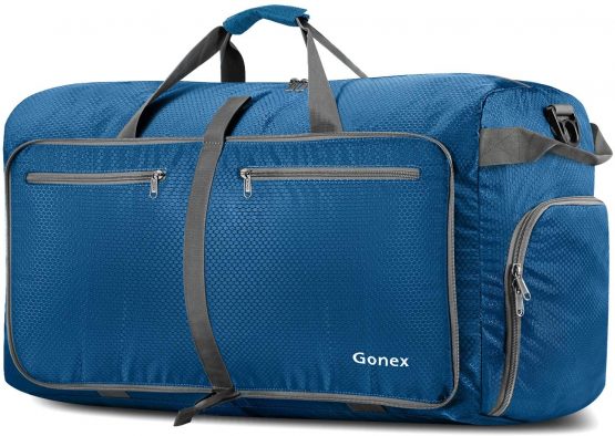 Gonex 100L Foldable Travel Duffel Bag for Luggage Gym Sports, Lightweight Travel Bag with Big Capacity, Water Repellent (Deep Blue)