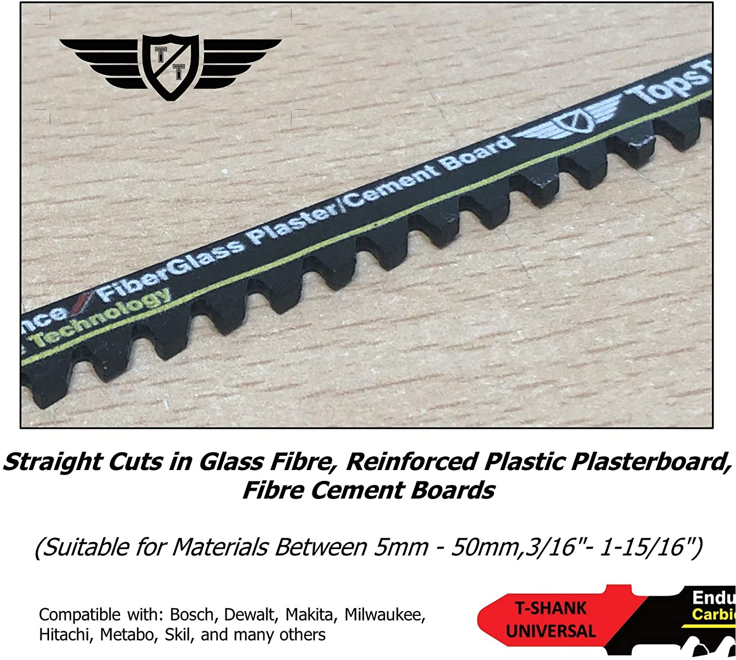 5 x TopsTools JSTT141HM T141HM 100mm Long Glass Fibre Cutting Jigsaw Blades, Black - Image 4