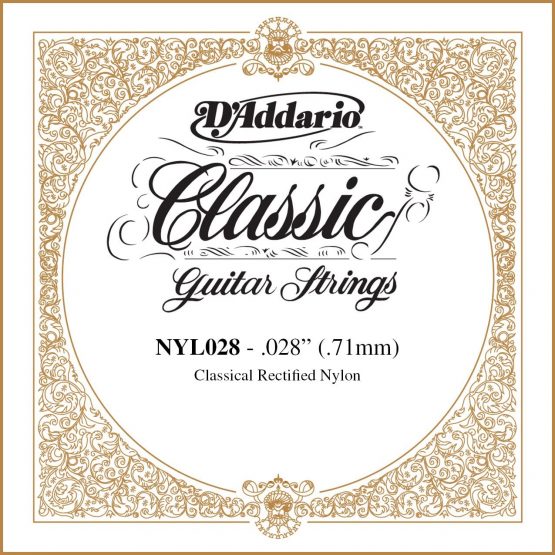 D'Addario .028 Rectified Nylon Single String for Classical Guitar