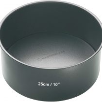 MasterClass KCMCHB47 25 cm Deep Cake Tin with PFOA Free Non Stick and Loose Bottom, 1 mm Carbon Steel, 10 Inch Round Pan, Grey