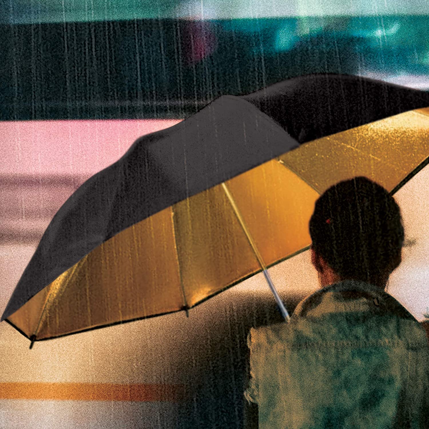 Suck UK - Black And Gold Windproof Umbrella, Black & Gold, Dia.100 x H56cm - Image 2