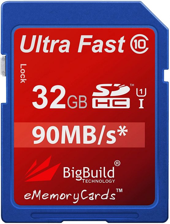 BigBuild Technology 32GB Ultra Fast 90MB/s Memory Card for Canon PowerShot SX430 IS camera, Class 10 SD SDHC