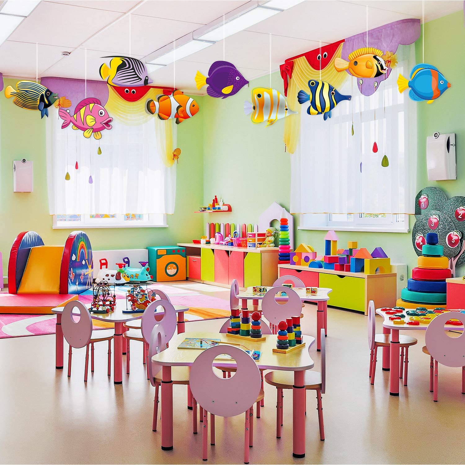 45 Pieces Fish Cut-Outs Paper Colorful Classroom Decoration Tropical Fish Accents Cutouts with Glue Point Dots for Bulletin Board School Fishing Ocean Themed Birthday Party Supply - Image 4