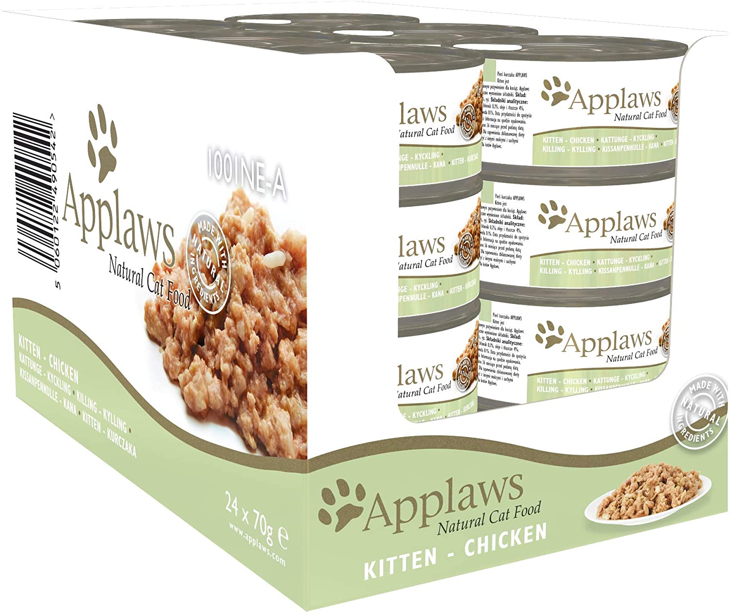 Applaws Natural Wet Kitten Food, Chicken Breast Cat Food Tin in Jelly 70g (Pack of 24 Tins), 70 g (Pack of 24)