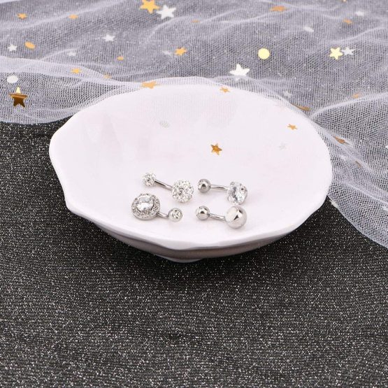 FECTAS Pack of 4 Belly Button Ring Set Stainless Steel 14 Gauge Navel Barbell 6mm Short Bars Piercing Jewellery - Image 2
