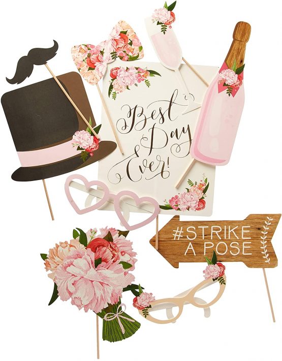 Ginger Ray Vintage Wedding Photo Booth Props Boho 10 in A Pack
