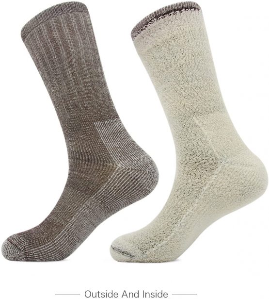 Vihir Men's Cushioned Thick Merino Wool Crew Sock for Skiing, Trekking, Hiking - Image 2
