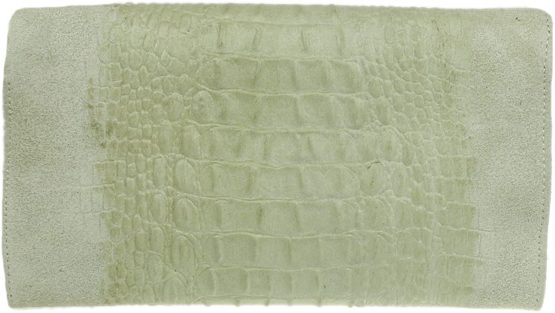 Girly Handbags Genuine Italian Suede Leather Croc Plain Clutch Bag - Image 3