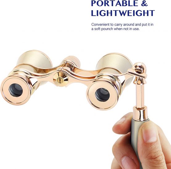Aomekie Theatre Opera Glasses Binoculars 3X25 with Chain for Theater Horse Racing Classical (Sliver) - Image 2