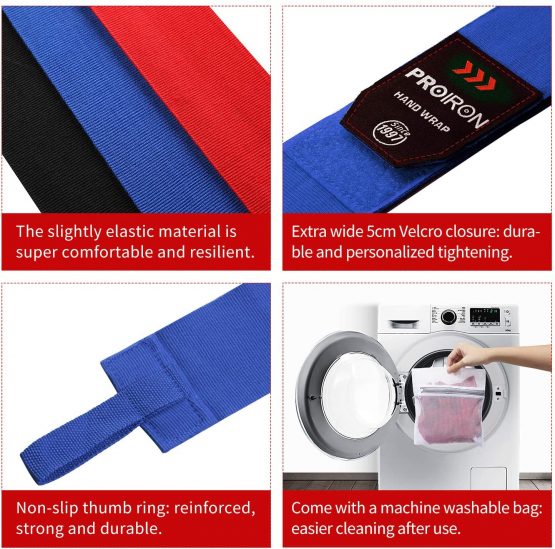 PROIRON Boxing Hand Wraps, Boxing Bandages Inner Gloves with Extra Wide Closure, Fist Wrist Protector for Men Women Kids, Great for MMA Boxing Training Gym Fitness 4.5M 2.5M (Pair) - Image 2
