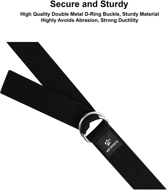 AQF Yoga Strap 1.8M, 2.4M, 3M Soft Cotton Leg Stretcher with D-Ring Buckle Adjustable Fitness Belt for Leg Stretching & Body Stretch Band - Image 3