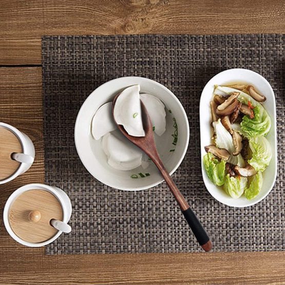 Coolty 5 Piece Wooden Spoon, Japanese Style Soup Spoon, Kitchen Utensil Set for Eating Mixing Stirring Cooking - Image 3