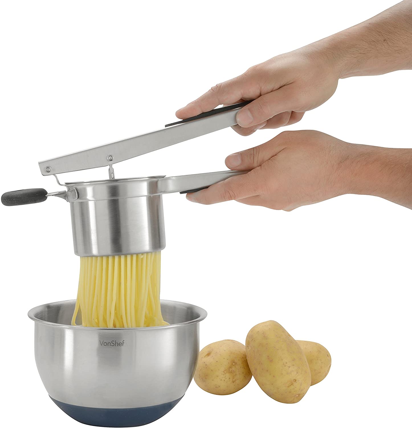 VonShef Potato Ricer Masher, Food Grade Stainless Steel Potato Ricer Press with Silicone Handle - Image 3
