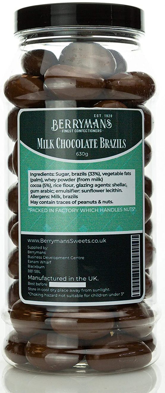 Original Milk Chocolate Flavoured Brazils Retro Sweets Gift Jar by Berrymans Sweet Shop - Classic Sweets, Traditional Taste. - Image 2