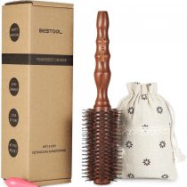 BESTOOL Round Brush for Blow Drying, Boar Bristle Round Hair Brush with Wooden Barrel, Large Round Styling Brush for Women & Men, Straightening, Curling, Adding Shine or Volume (2.2 Inch)