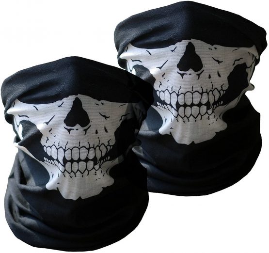Xpassion Skull Tubular Protective Dust Mask Bandana Motorcycle Polyester Scarf Face Neck Warmer for Snowboard Skiing Motorcycle Biking