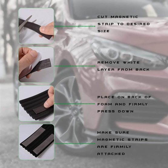 Xcellent Global Car Door Protection Removable Magnetic Car Door Guard Strip 2 Meter - Black D.I.Y. Kit M-AT007 - Image 3