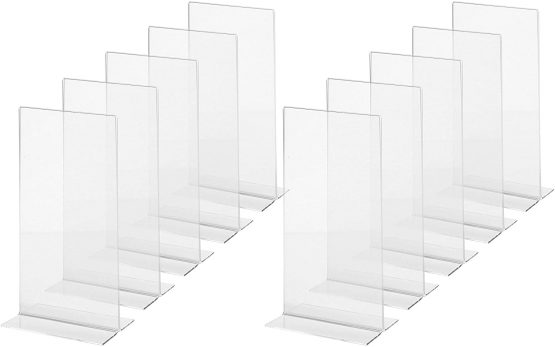 SIGEL TA224 Sign Holder, upright, for DL, double-sided presentation, acrylic, transparent, 10 pcs.