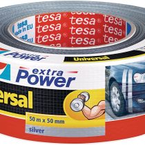 Tesa extra Power Duct Tape - Grey/Silver Waterproof Gaffer Tape for Repairing, 50 m x 50 mm