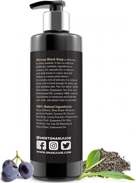 Gnarly Joe Face Wash for Men. Moisturise and Soften Skin. Natural Ingredients, African Black with Shea Butter and Coconut Oil (Cedarwood and Tea Tree, 250ml) - Image 4