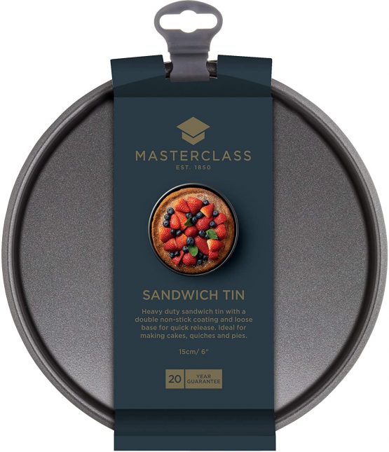 MasterClass KCMCHB28 Non-Stick Round Sandwich Tin with Loose Base, Carbon, Grey, 15 cm (6 inches) - Image 4