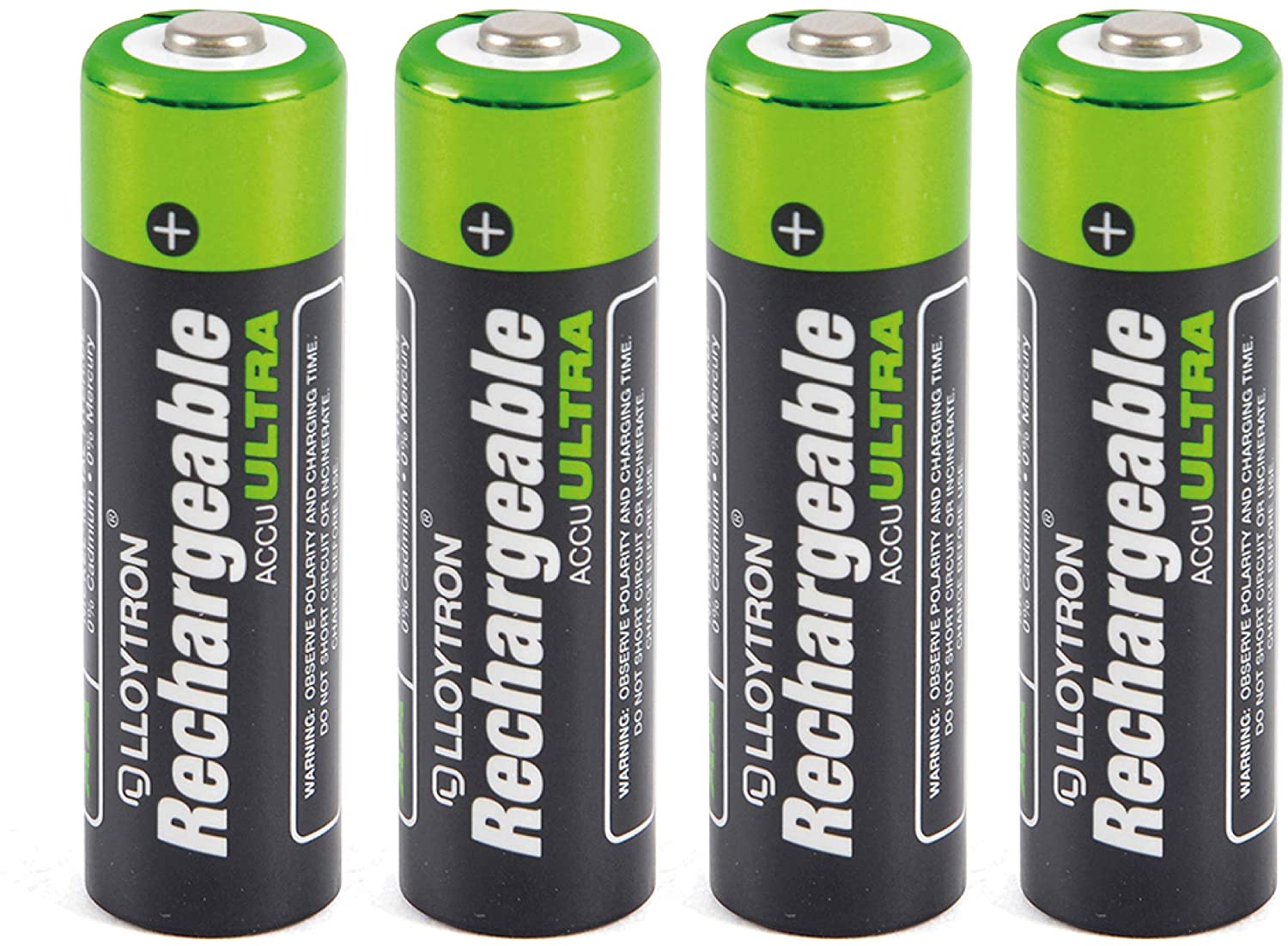 LLOYTRON NiMH Rechargeable AccuUltra Batteries / AA Size / 2700mAh / 4 Pack - B1025, Green, AA 2700mAh (4 Pack)
