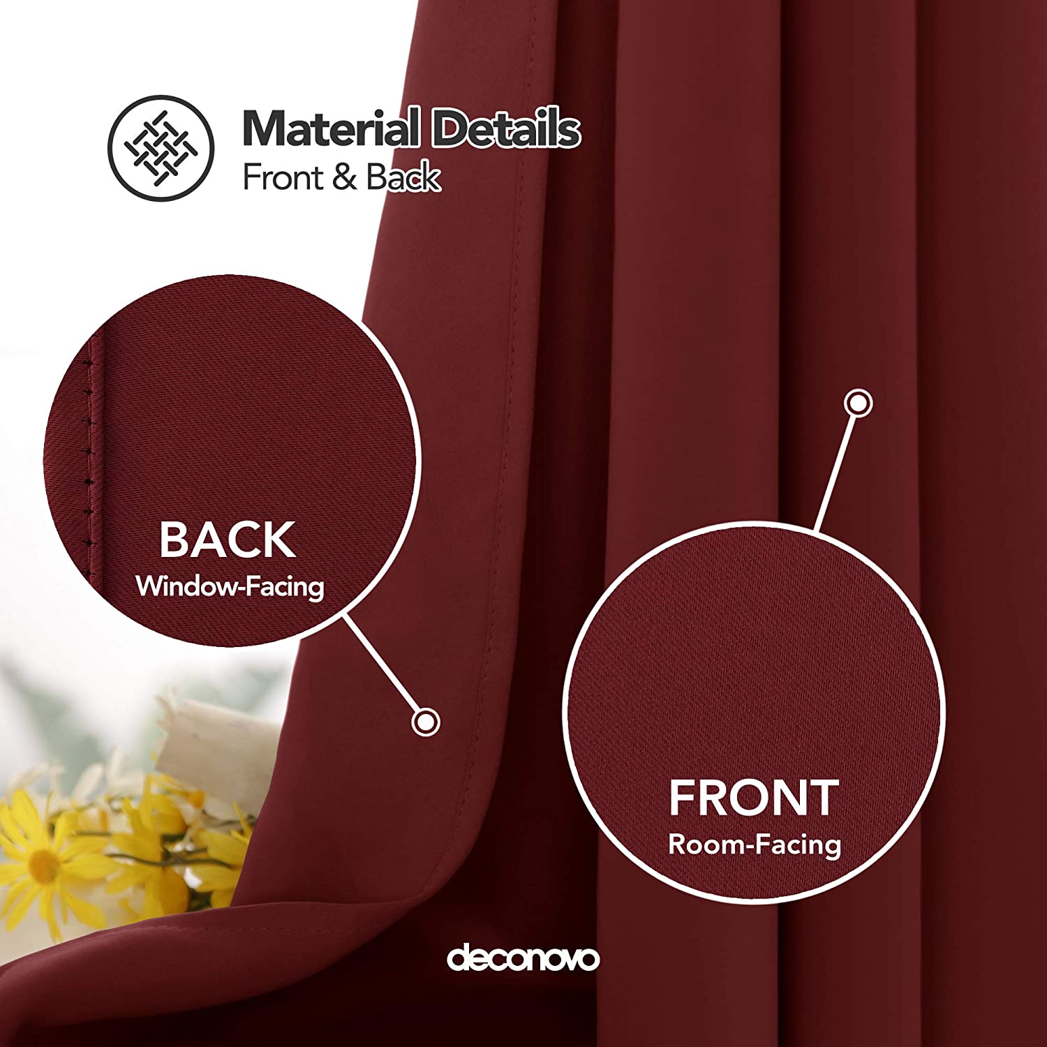 Deconovo Christmas Decorations Ring Top Door Curtain 84 Inch Drop Thermal Insulated Red Blackout Curtain for Living Room 52"x 84" Red 1 PANEL - Image 3