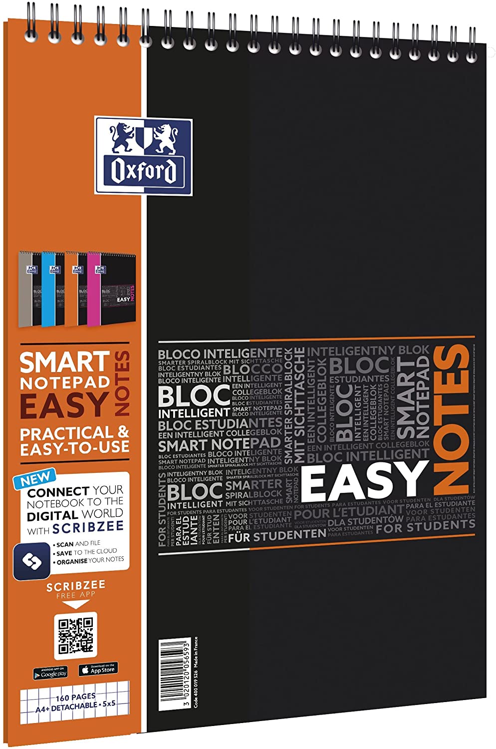 Kolonotatnik A4 Oxford w kratke 80 kartek EasyNotes mix, Random Colour, 21x31,5cm
