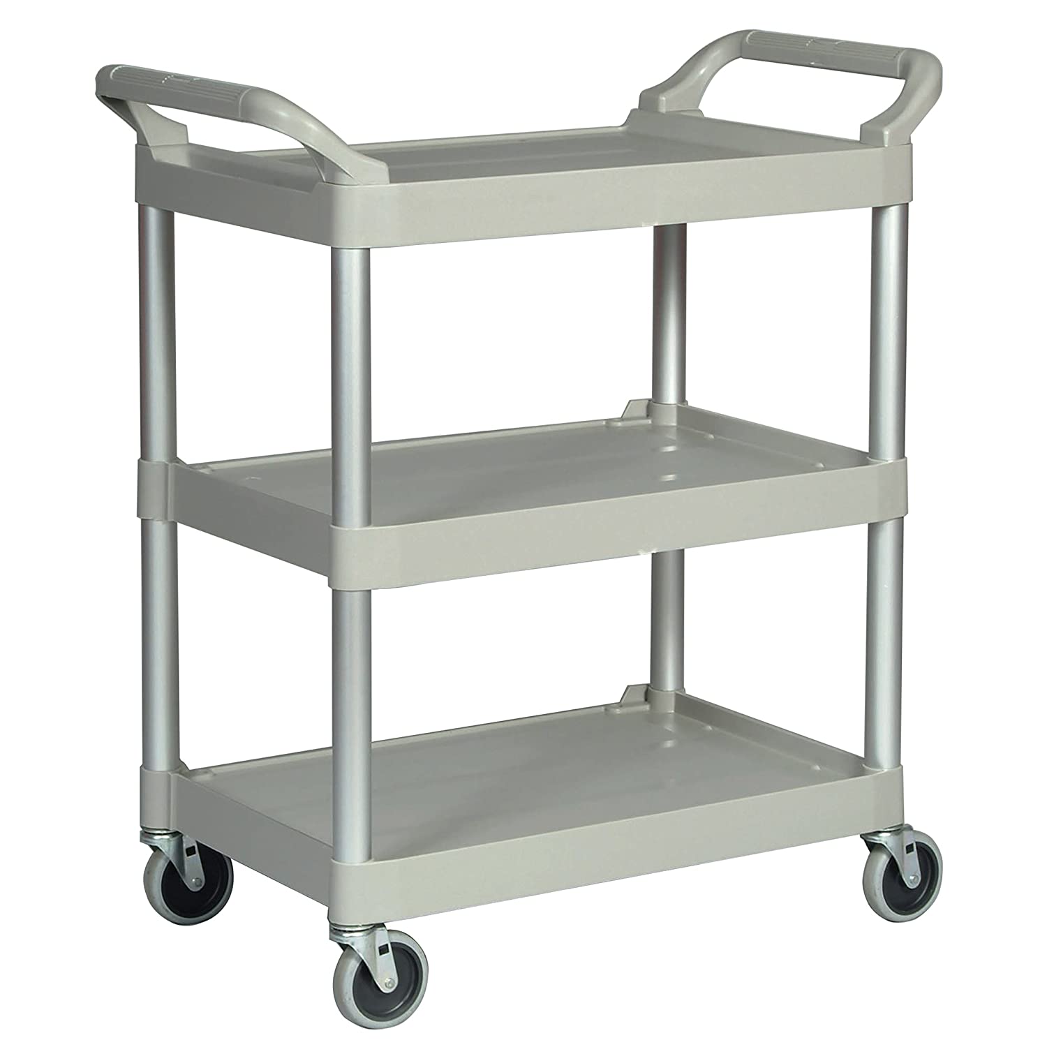 Rubbermaid Commercial Plastic 3 Shelve Service Cart - Platinum - Image 3