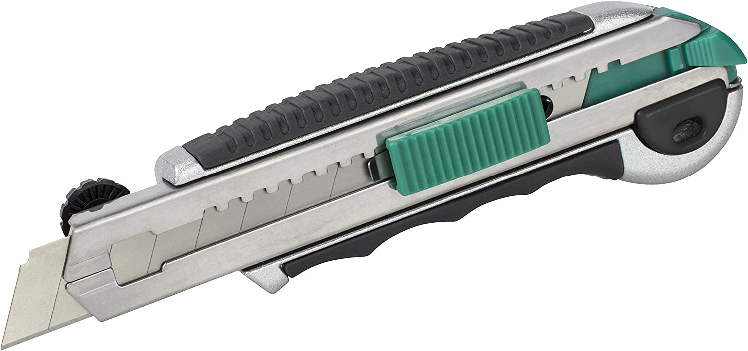 wolfcraft Professional Snap-Off Blade Knife, 18 mm I 4136000 I Knife for Heavy use, Grey, 18 millimeters