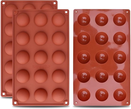 homEdge Small 15-Cavity Semi Sphere Silicone Mold, 3 Packs Baking Mold for Making Chocolate, Cake, Jelly, Dome Mousse