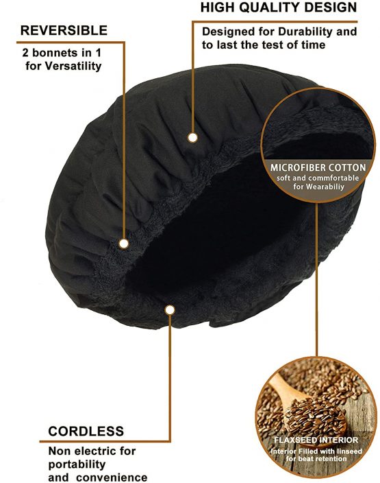 Locisne DIY Thermal Deep Conditioning Flaxseed Hair Heat Cap,Microwavable Micro Hair Conditioning Cap Heat Therapy For Steaming Hair,Hat Spa Cap Styling Tools - Image 3