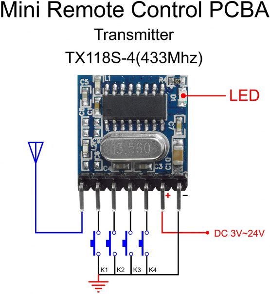 QIACHIP 3 Sets of 433mhz RF Transmitter and Receiver Module Wireless 4 Channel Output Link Kit Set with 1527 Learning Code for Remote Control - Image 2