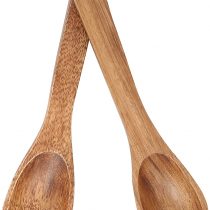 Premier Housewares 1104580 Salad Servers Salad Bowl & Servers Salad Tongs Wooden Tongs Wooden Fork Small Wooden Spoon bamboo Tongs 26 cm x 3 cm x 2 cm