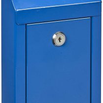 Metal Wall Mounting or CounterTop Charity Donation Collection Box Secure Suggestion and Ballot Box with Top Coin Slot, Lock Included with 2 Keys (Blue)