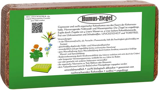 Humusziegel Coco Coir Planting Soil - Pressed Natural Coco Soil for Plants - Peat Briquettes Soil Block Bricks- 6 x 650g, 50 L - Image 3